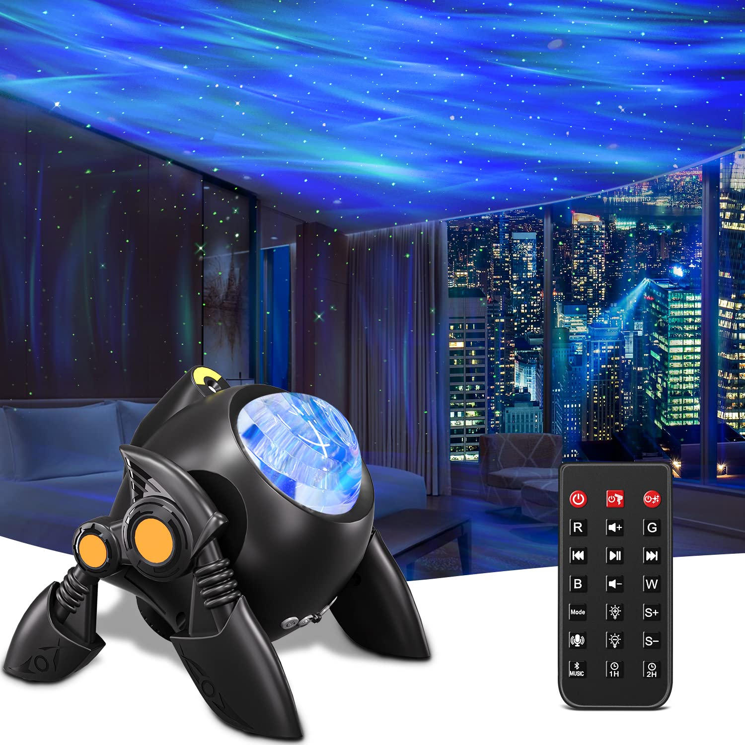 Star Projector, Galaxy Light Projector for Bedroom, Remote Control White Noise Bluetooth Speaker Aurora Projector, Night Lights for Kids Room, Adults Home Theater, Party, Living Room