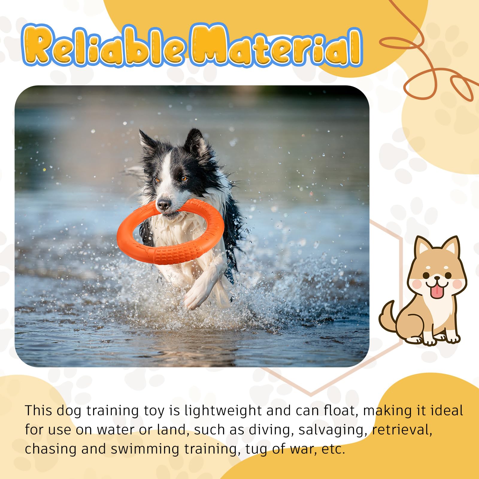 3-Pack Floating Dog Chew Rings - Durable Pool & Training Toys For Medium To Large Dogs