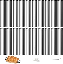 Cannoli Baking Mould, Stainless Steel Cannoli Tube, 12 x 2 cm, Foam Roll Mould with Cleaning Brush, Non-Stick Foam Roller Moulds for Cream Horn, Croissant Baking Mould