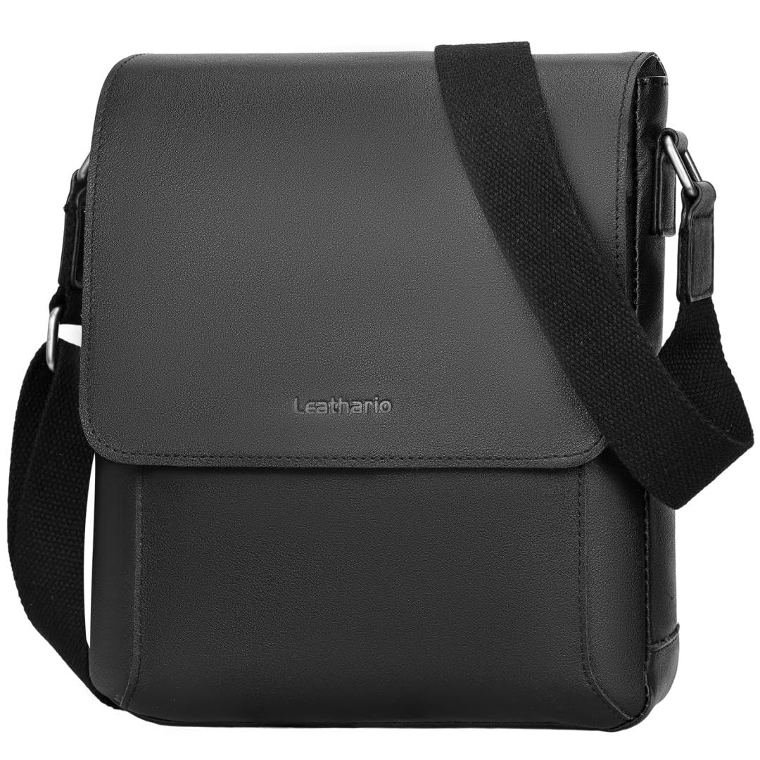 Leathario Crossbody Bag for Men Genuine Leather Small Messenger Shoulder Purse Side Vintage Satchel for Work Business Daily