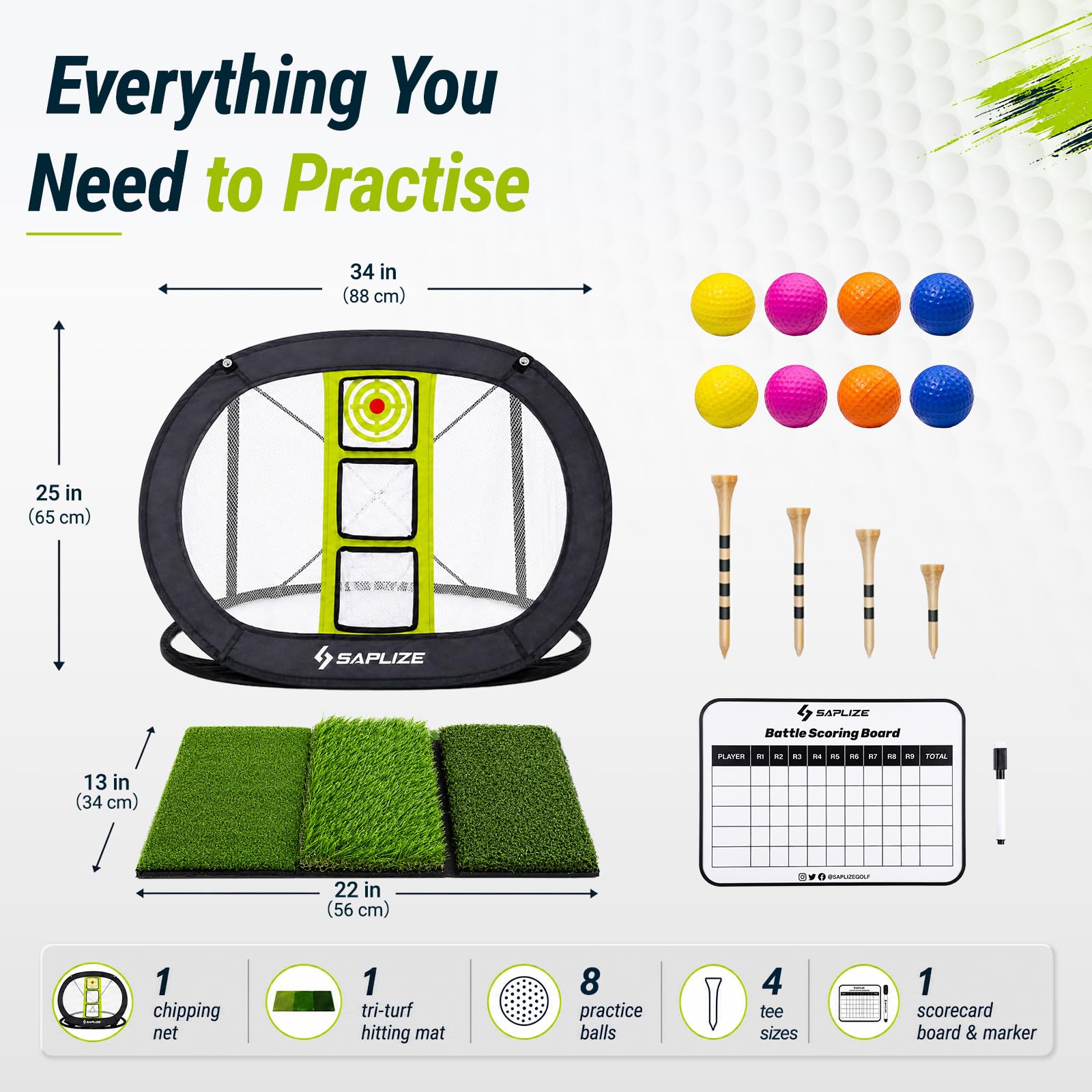 SAPLIZE Golf-Chipping-Netz, stark stabil, Pop-Up-X-förmiges Golf-Zielnetz für Indoor/Outdoor/Hinterhof, Genauigkeit und Schwungübung, tragbares Golf-Trainingsnetz