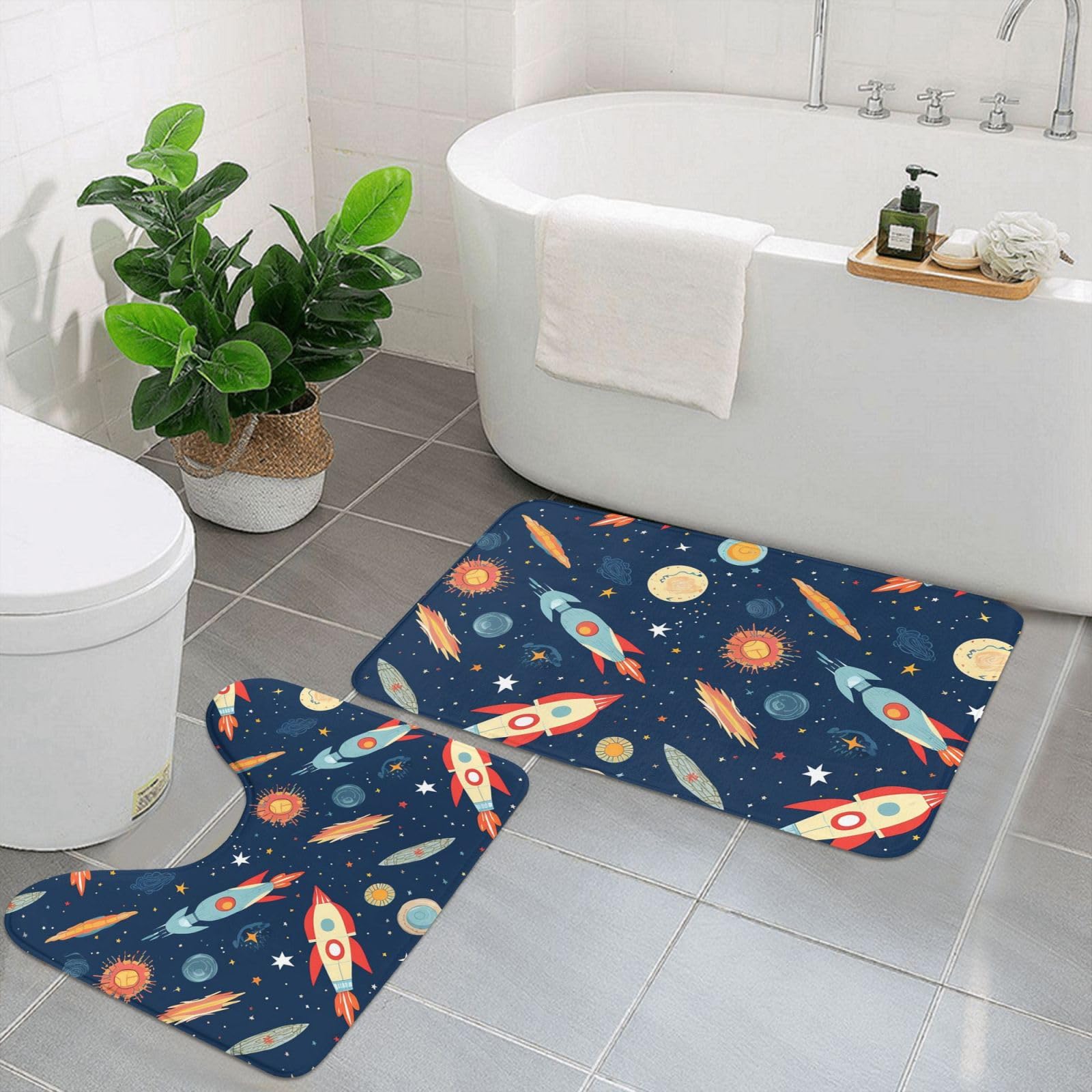 Tapis de bain en microfibre espace lot de 2 tapis de douche absorbant U