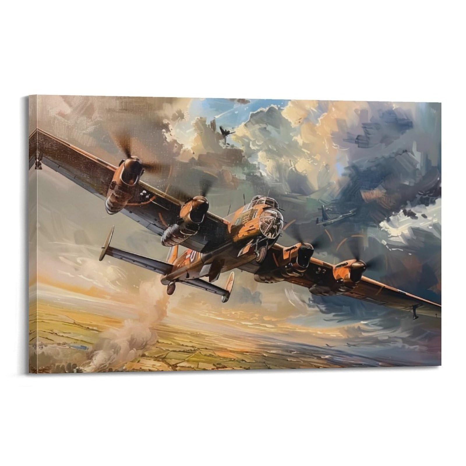 Military Fighter Aircraft Poster Lancaster Bomber Plane Decorative Painting Canvas Art Picture 12x18inch(30x45cm)