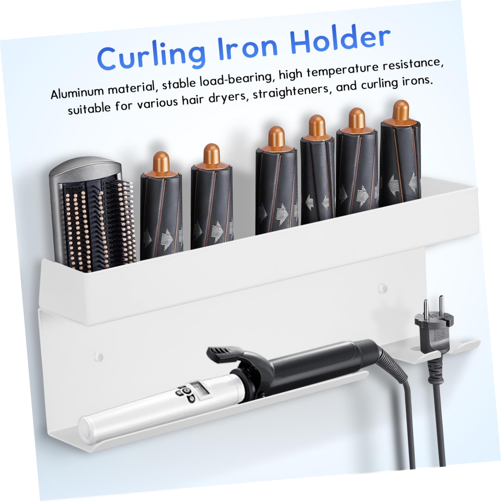 ERINGOGO soporte para secador de pelo estante para hierro para el cabello soporte para plancha de pelo organizador de almacenamiento de secador de pelo material de aluminio