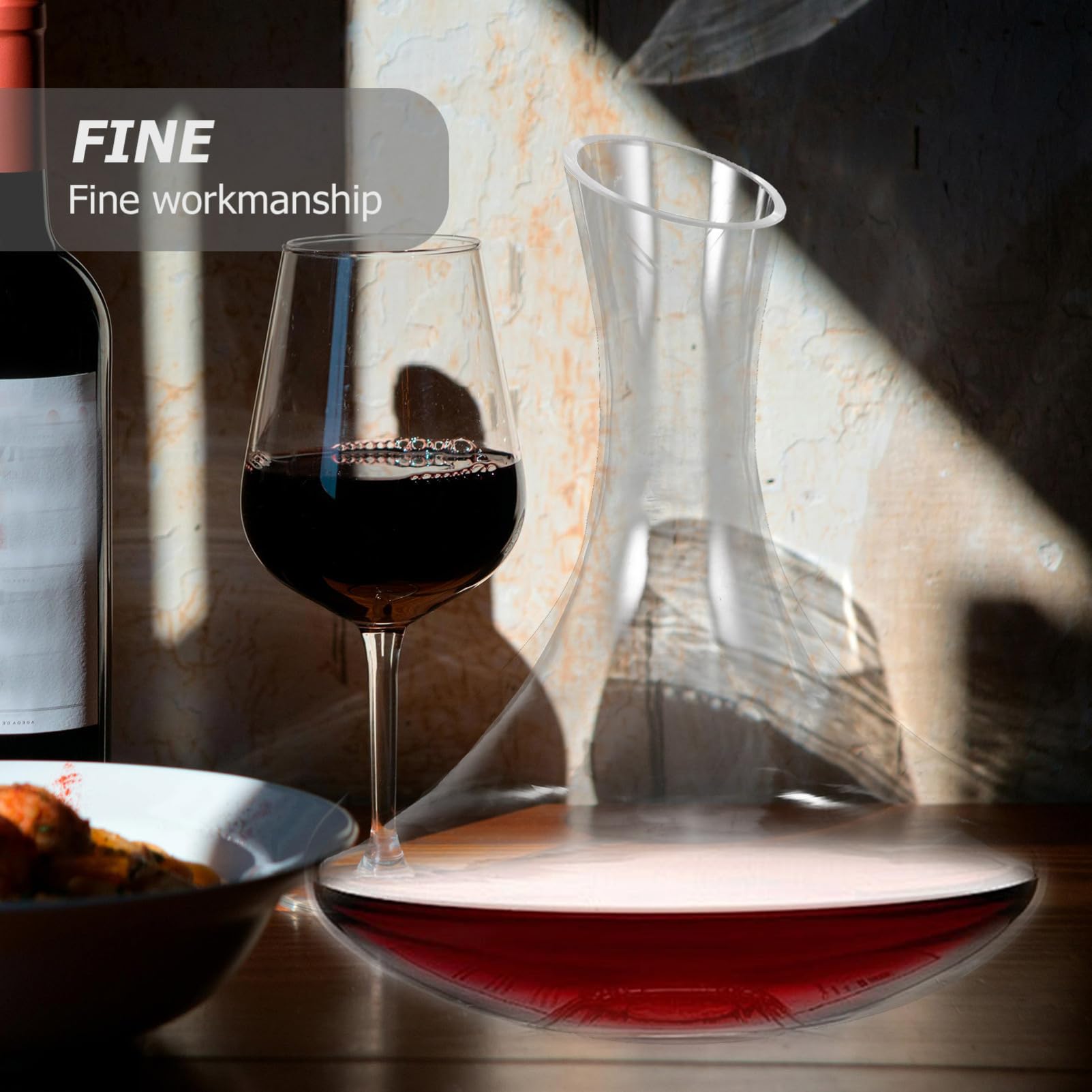 Cabilock Carafe en Verre sans Plomb 1520 Ml Carafon à Vin Transparent Décanter pour Vin Rouge Dégustation Élégant Design Usage Domestique