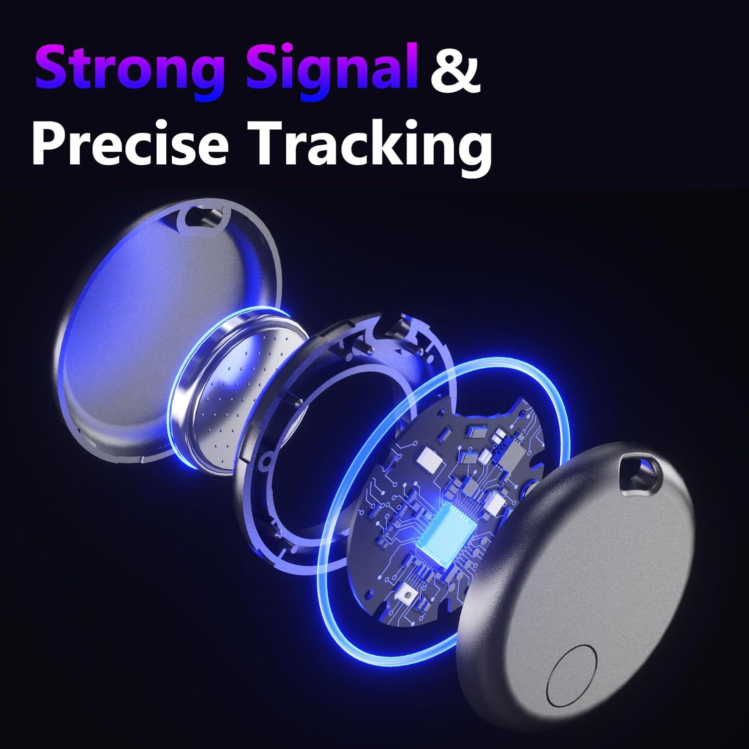 Air Tracker Tags-4 Pack Seektags [2025 Dual-System Compatible] for Apple Find My & Android Find Hub, 400 Days Battery with CR2032, 100dB Alarm, Compatible with iOS & Android for Keys Wallet Luggage - Image 7