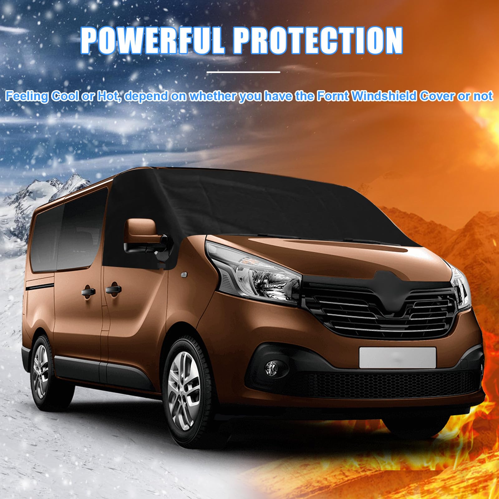 Auto Windschutzscheiben Abdeckung Ersatz für Renault Trafic 2014-2024, 600D Frontscheibe Wrap Cover Wasserdicht Wetterfest Anti Frost Frontscheibenabdeckung,Scheibenabdeckung, 100% Verdunkelung