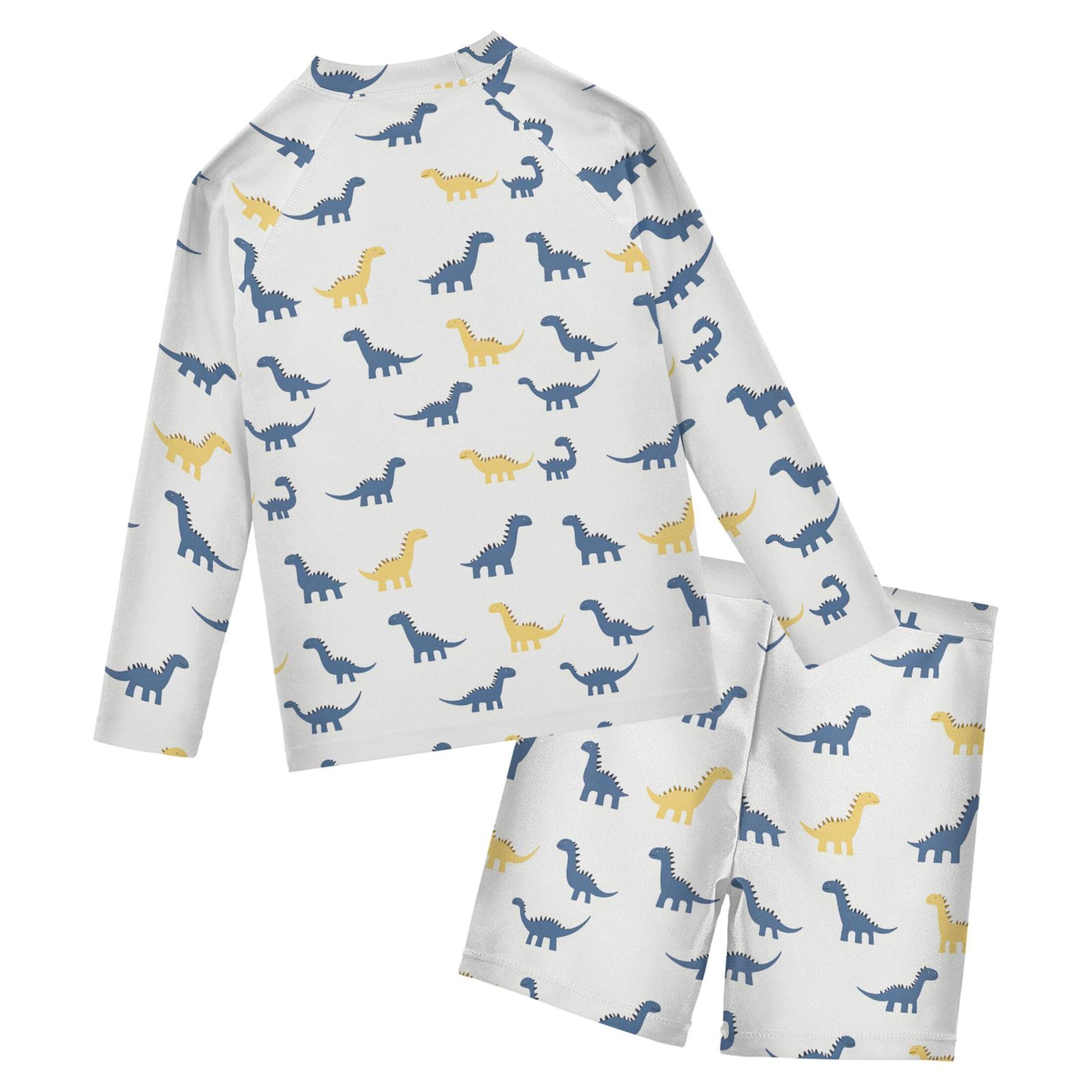 Dinosaur Dino Cute Baby Boys' Toddler Long Sleeved Rashguard Swim Bathing Suit Set B0403531