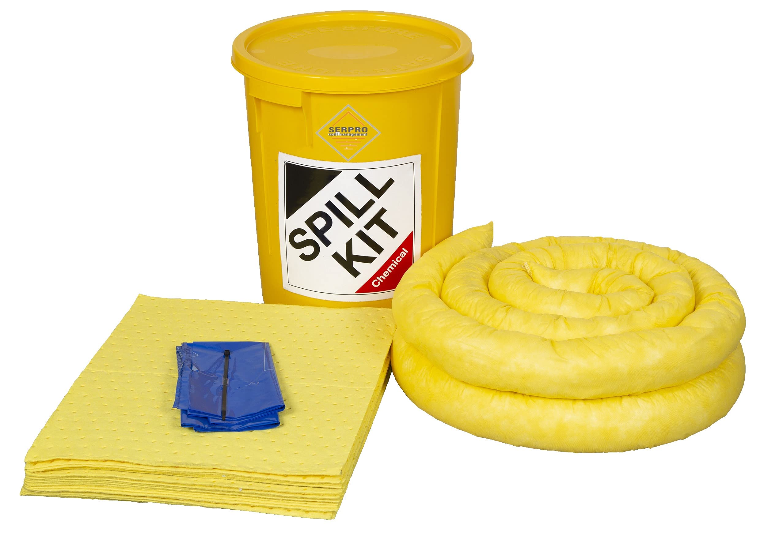 SERPRO spill management 35 Litre Chemical, Acid, Hazmat Kit in a Plastic Drum
