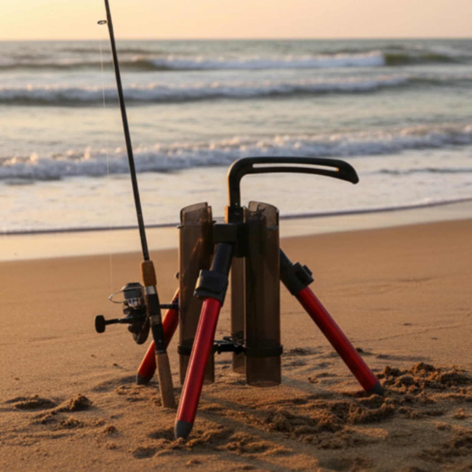 perfk Portapale da Pesca Treppiede Regolabile Supporto Canna Porta Canna Tripode Compatto in Lega di Alluminio con Tre Sedi