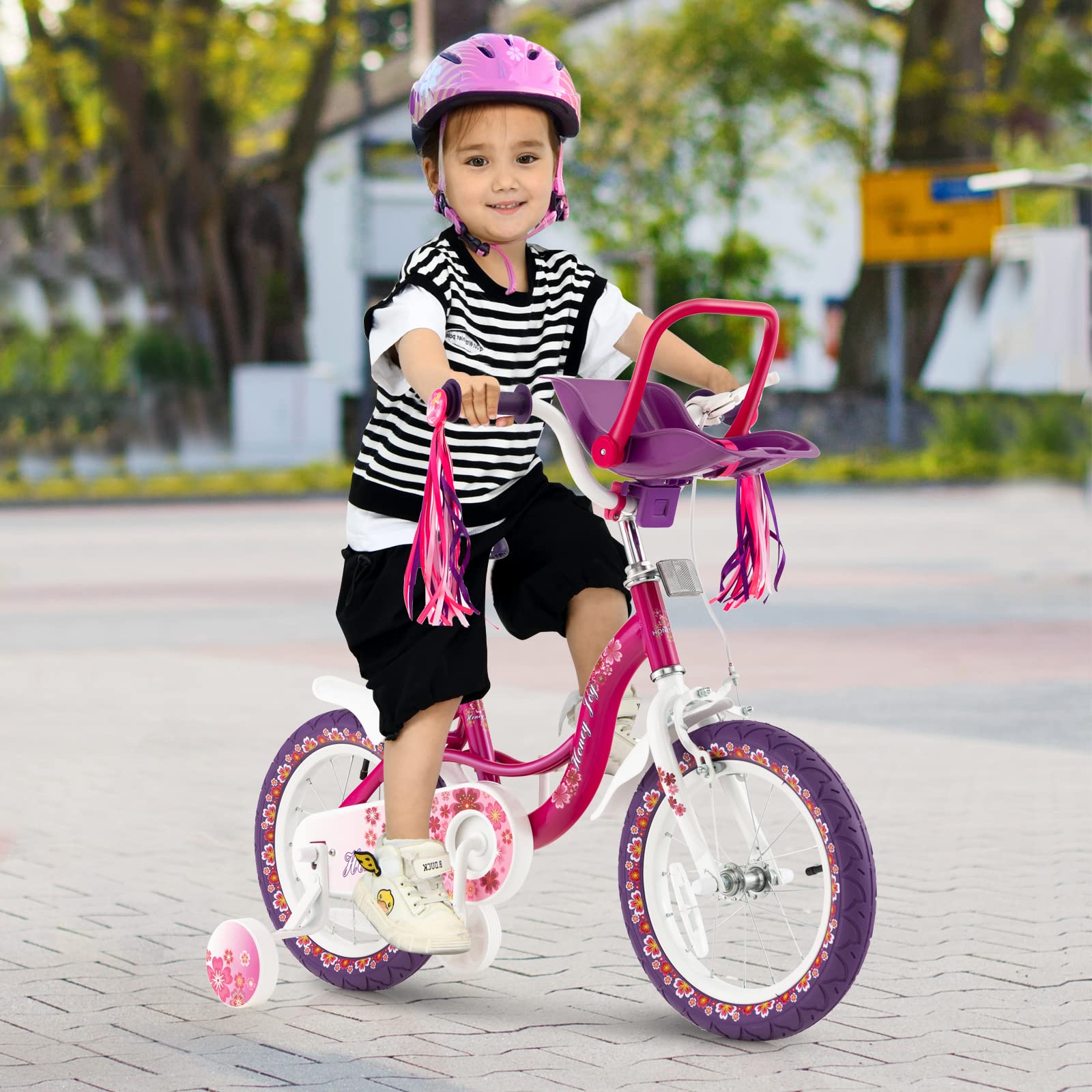 Amazon | BABY JOY キッズバイク 14インチ ガールズバイク 取り外し