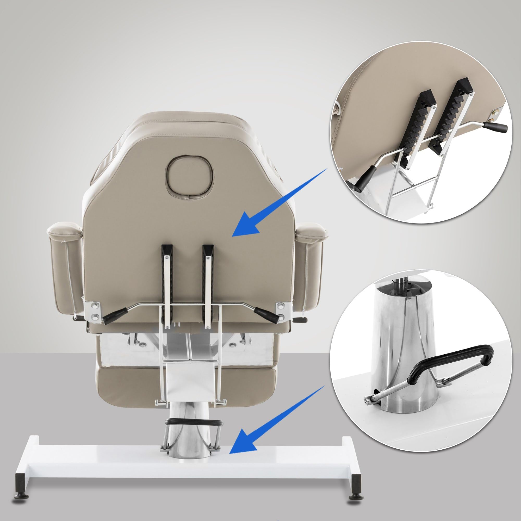 CLP Lettino Idraulico Centri Estetici Split V2 In Similpelle I Lettino Professionale Regolabile Con Braccioli Rimovibili, Carico Max 400 KG, Colore:grigio