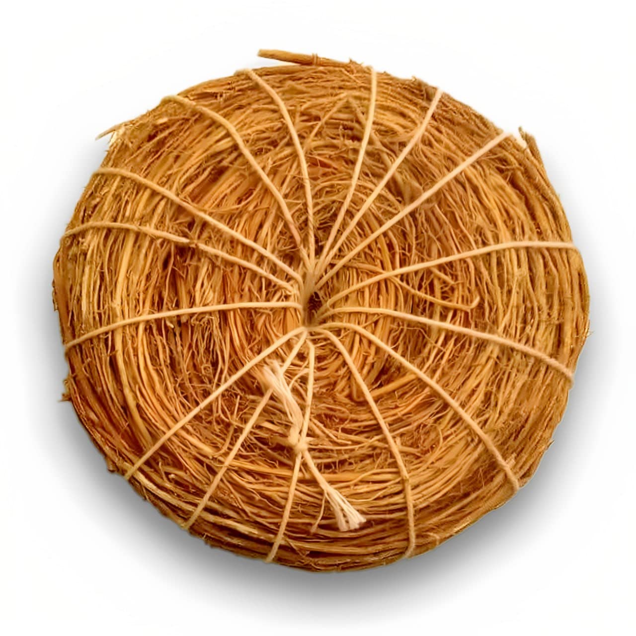 MatraVetiver Scrub Natural Loofah Pad - Handmade Ayurvedic Kerala Ramacham Scrubber Made of Khus Roots - Skin Exfoliating Organic Round Shower Loofah & Bath Sponge - Vegan Body Brush