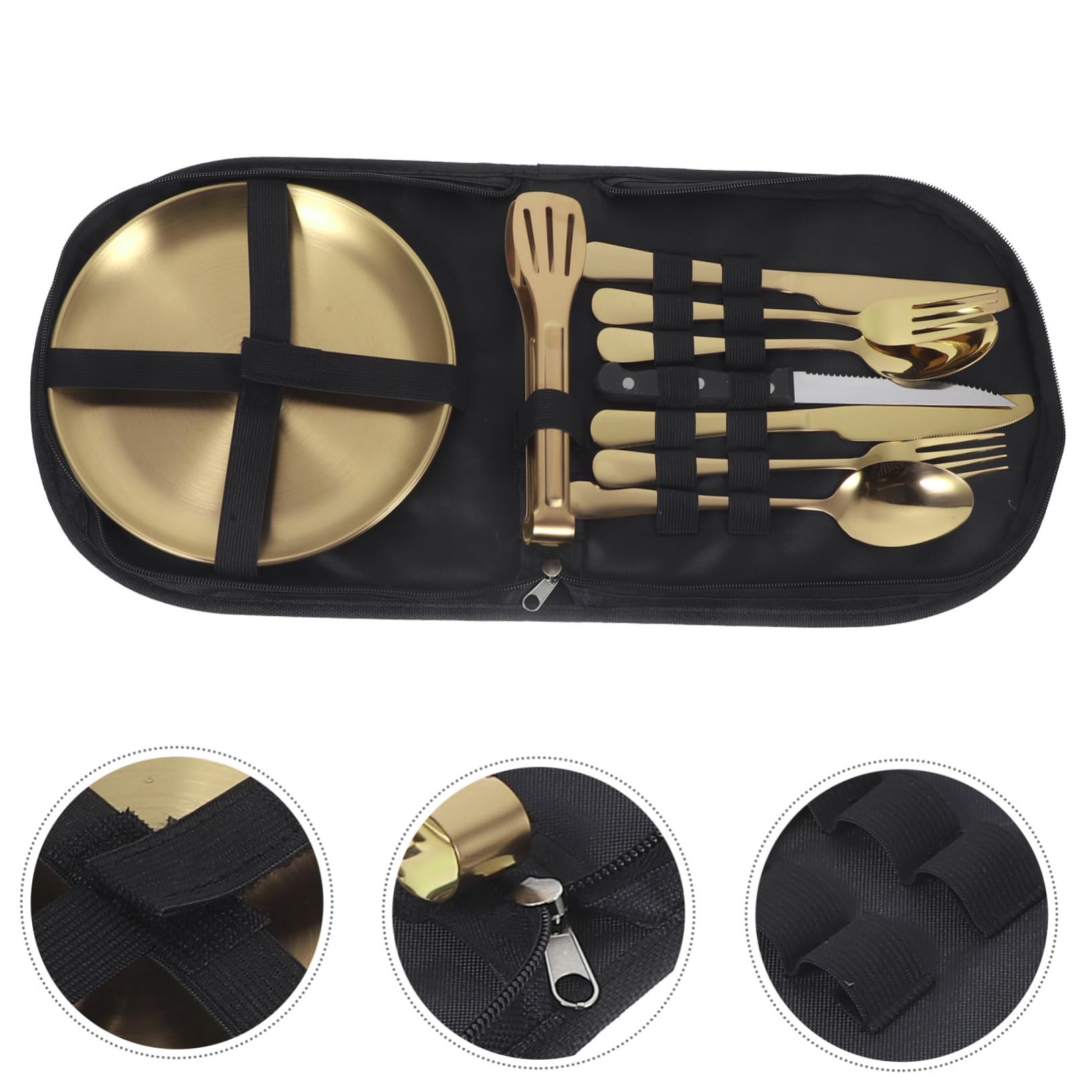 PRETYZOOM Posate Da Campeggio in Metallo Set Da 5 Pezzi in Acciaio Inossidabile Portatile Per Campeggio Picnic
