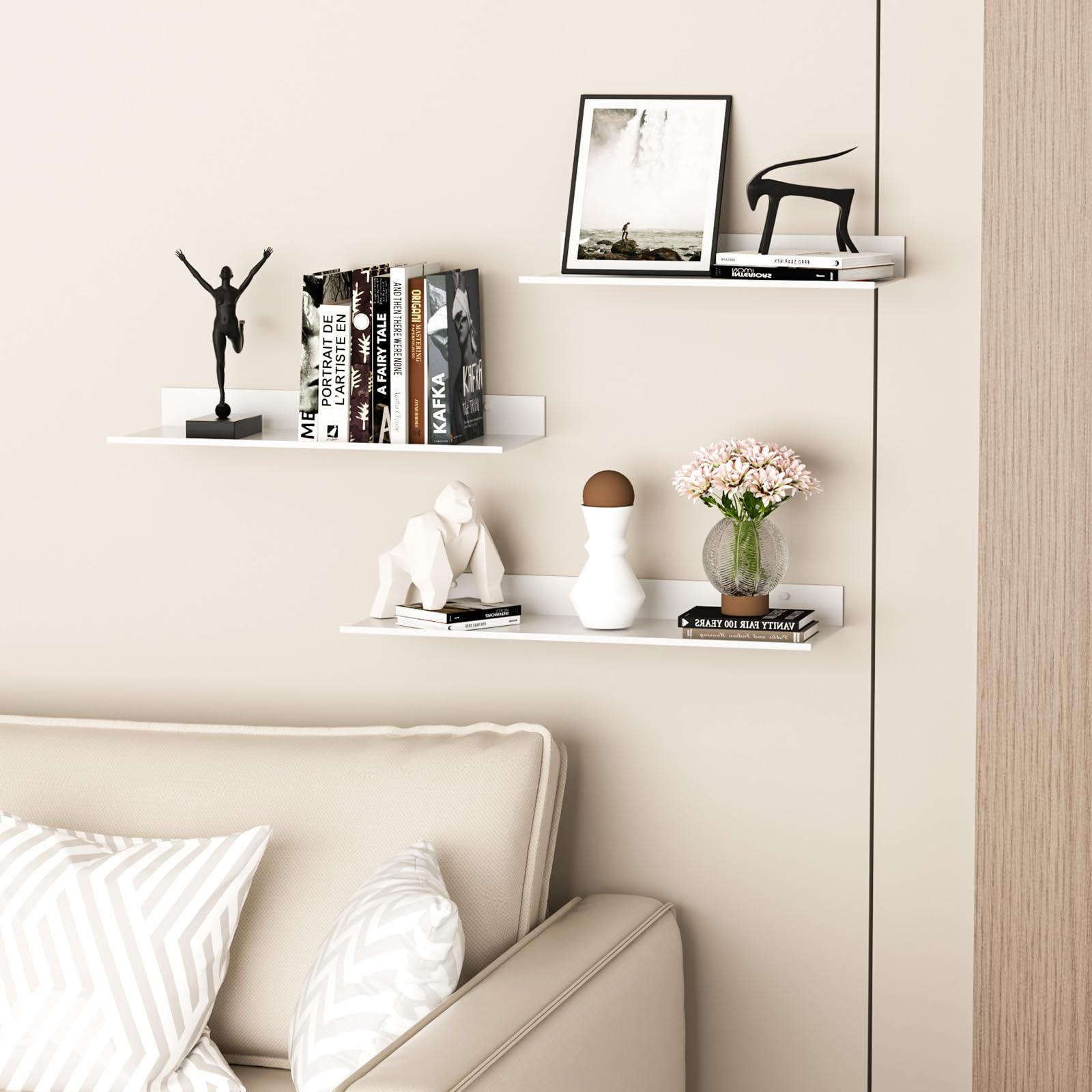 Wisfame White Floating Shelves for Wall Set of 3 - Image 2