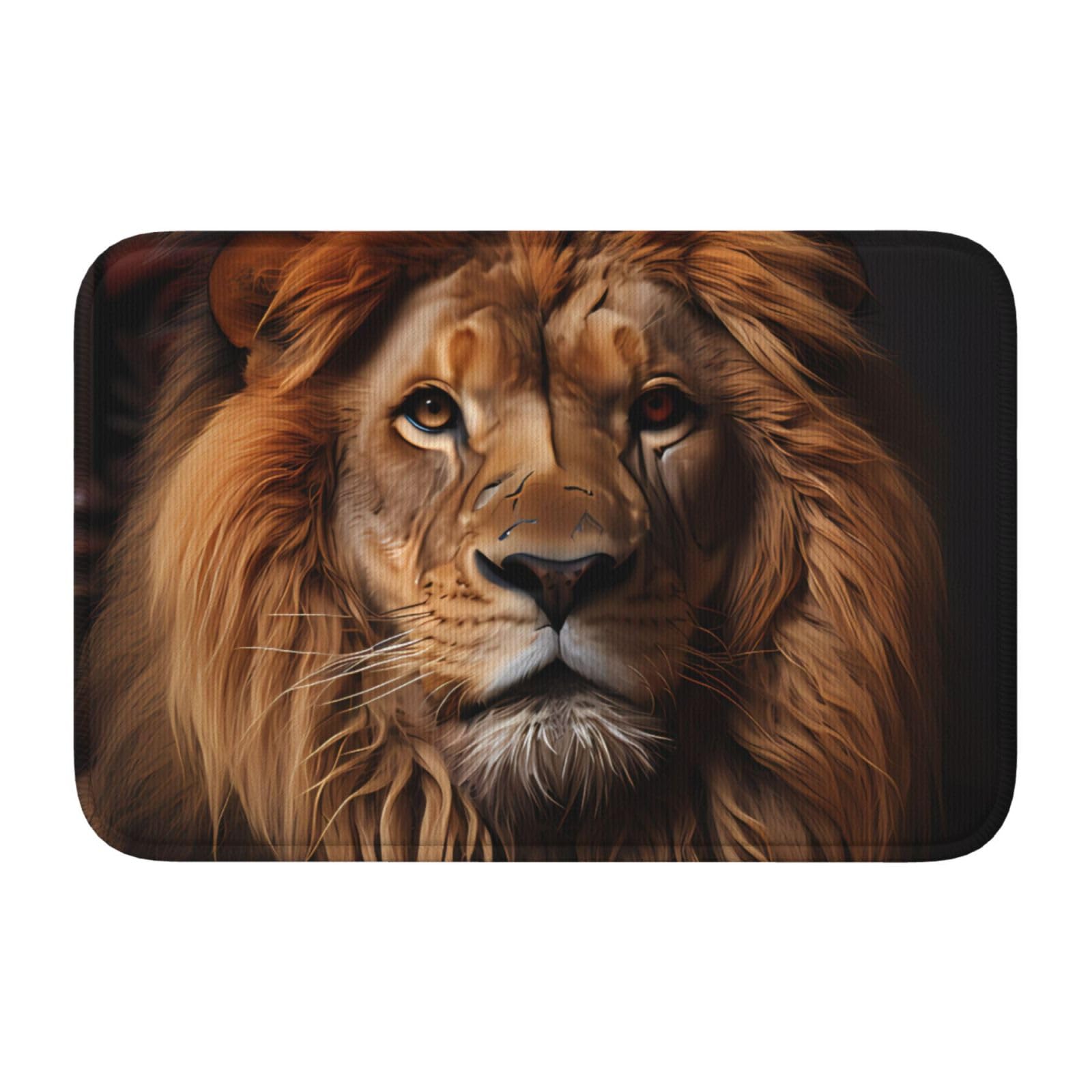 Tapis de sol design Lion's Gaze 40 x 60 cm haute résistance avec ourlet de finition