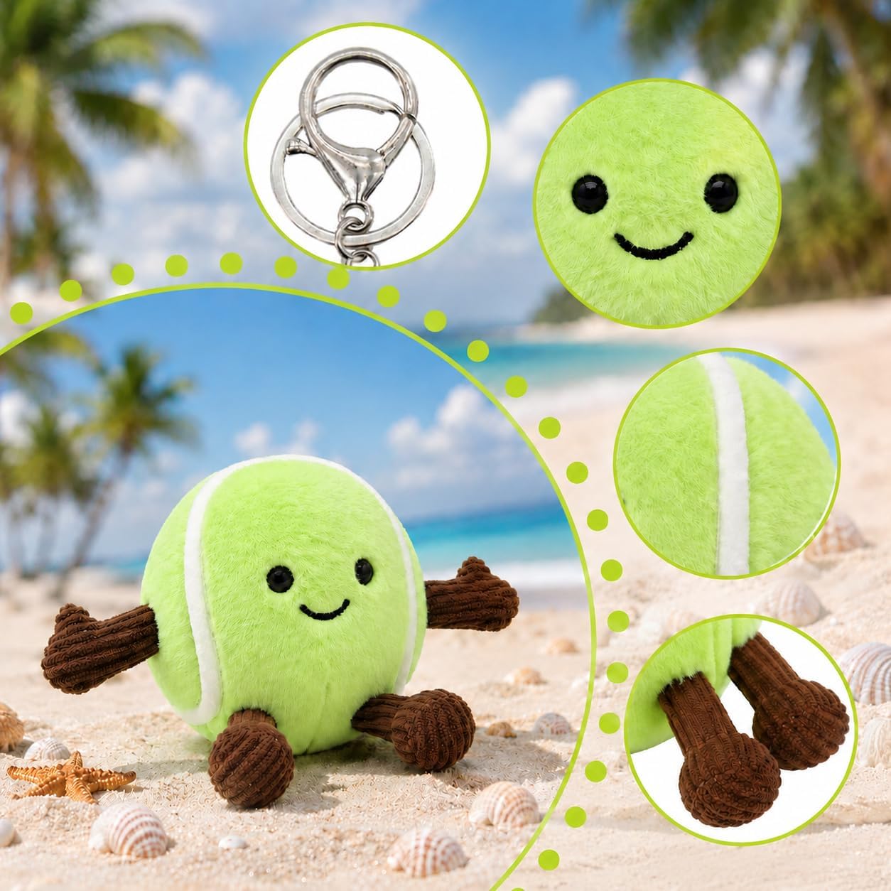 4pcs Tennis Plush Toy,Stuffed Tennis Ball Plush with Cute Smile,Fun Cute Plush Toy,Plush Stuffed Spherical Soft Toys 5.5 Inch image 5