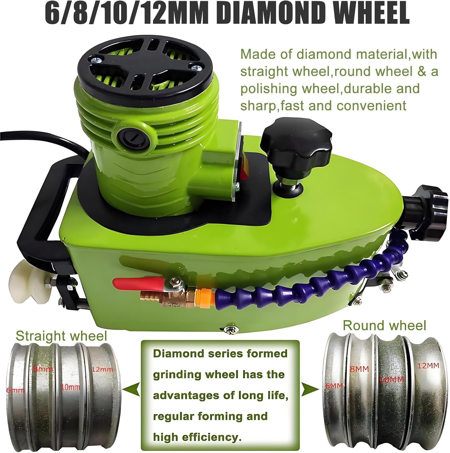 Portable Electric Small Glass Edger - Glass Grinder Tool,800w Brushless Motor 8000rpm Electric Glass Grinding Edging Machine for Straight Round Bevel Edge,Allsizes