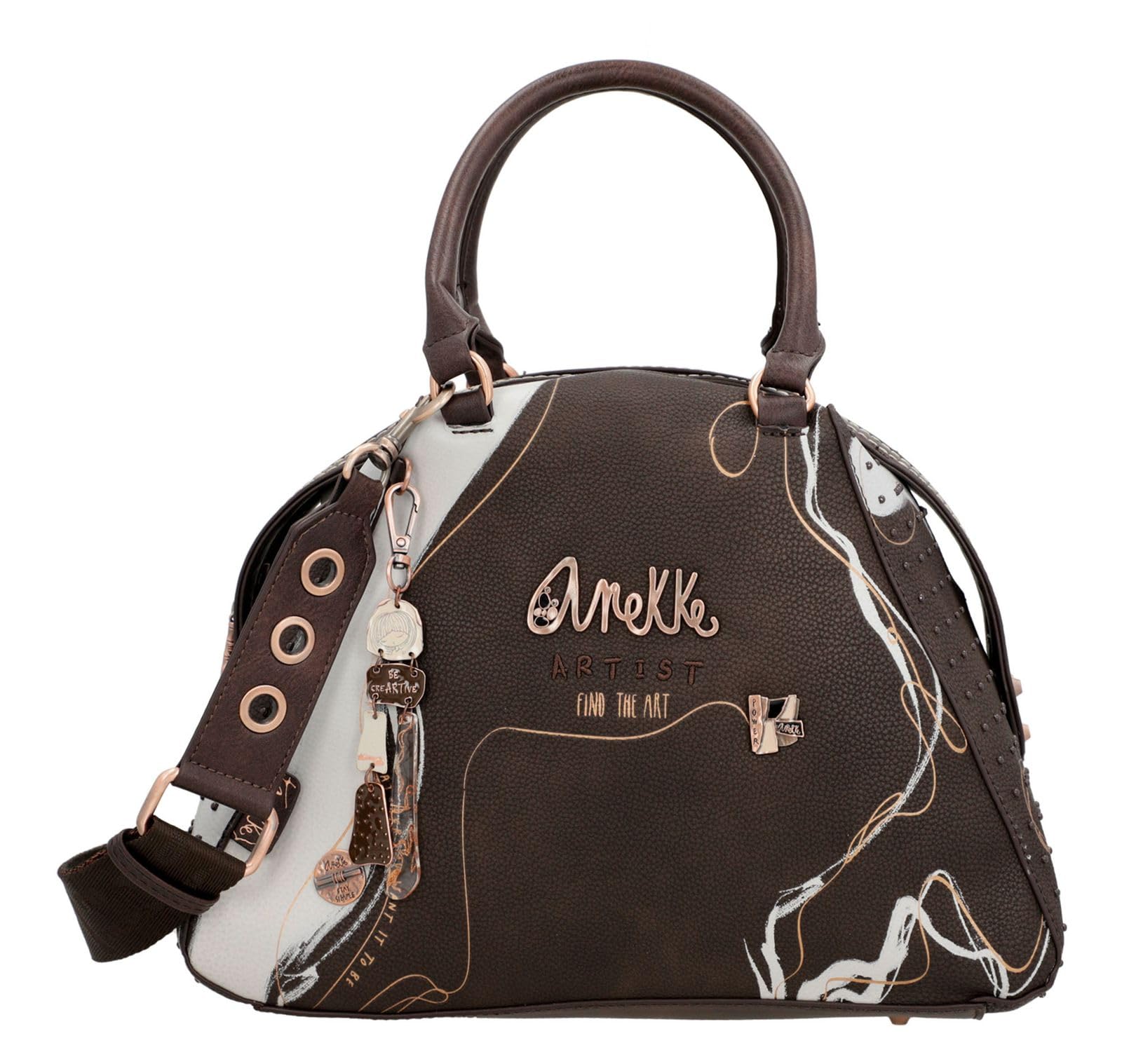 Anekke - Bolso para Mujer - Bolso de Polipiel con 2 Asas, Bandolera y Cierre de Cremallera - Color Marrón Shoen - Accesorios y Complementos de Mujer - Medidas 32x23x15 cm