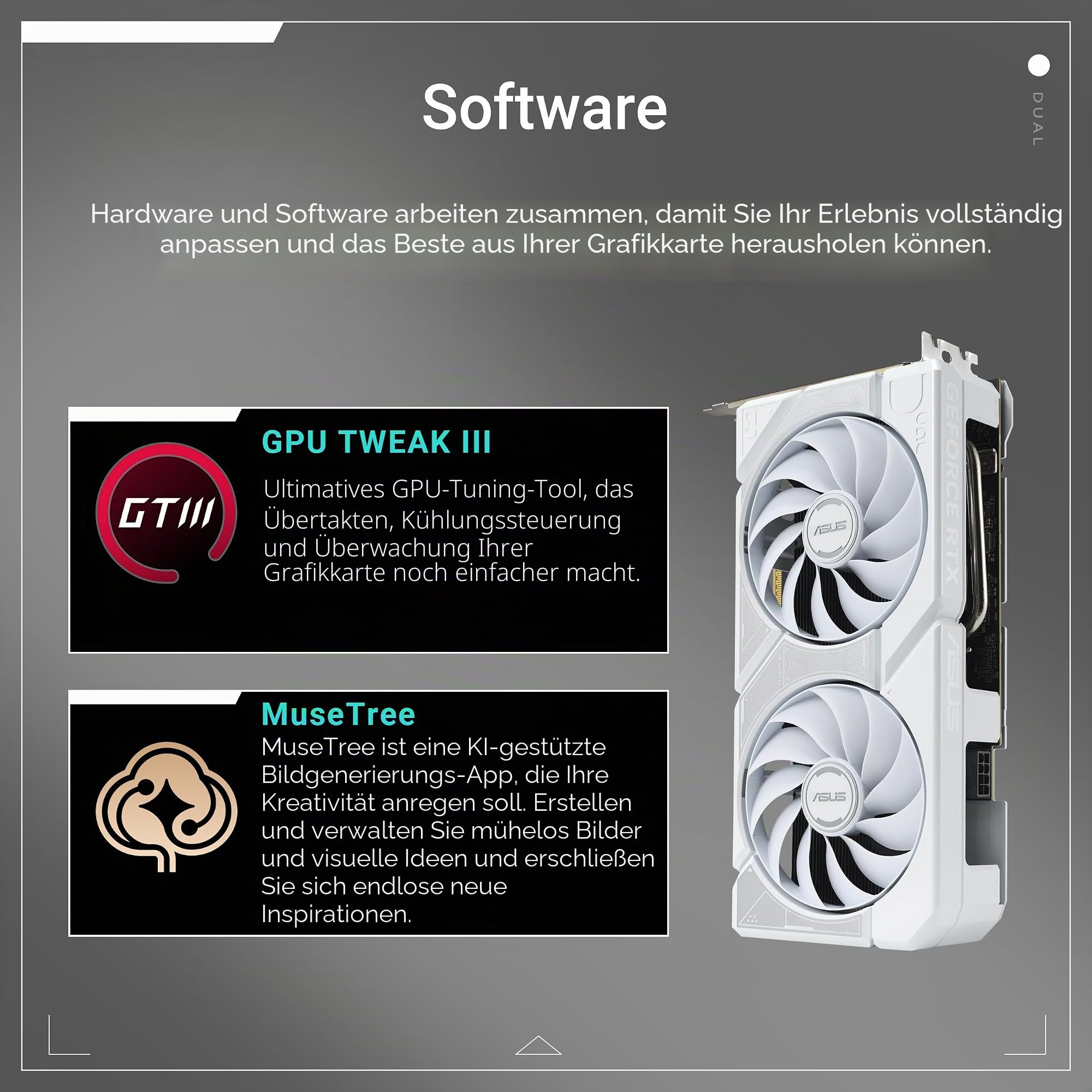 ASUS Dual GeForce RTX 5060 Ti 16GB GDDR7 White OC Edition (PCIe 5.0, 16GB GDDR7, DLSS 4, HDMI 2.1b, DisplayPort 2.1b, 2.5-Slot Design, Axial-tech Lüfterdesign, 0dB Technologie und mehr)