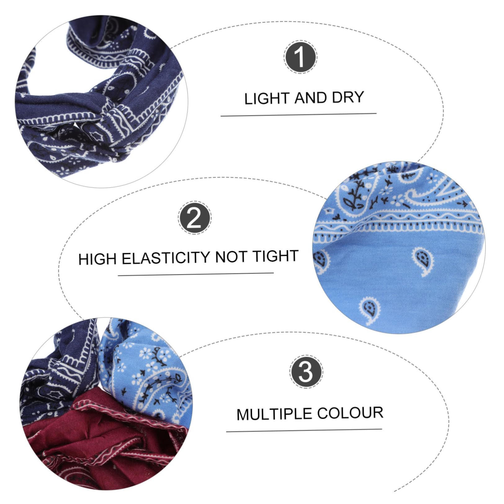FRCOLOR 3er-sets Luxuriöse Haarbänder Mit Blumenmuster Im Bohemia-stil Bequem Elastisch Für Yoga-workout 3 Stück X 3