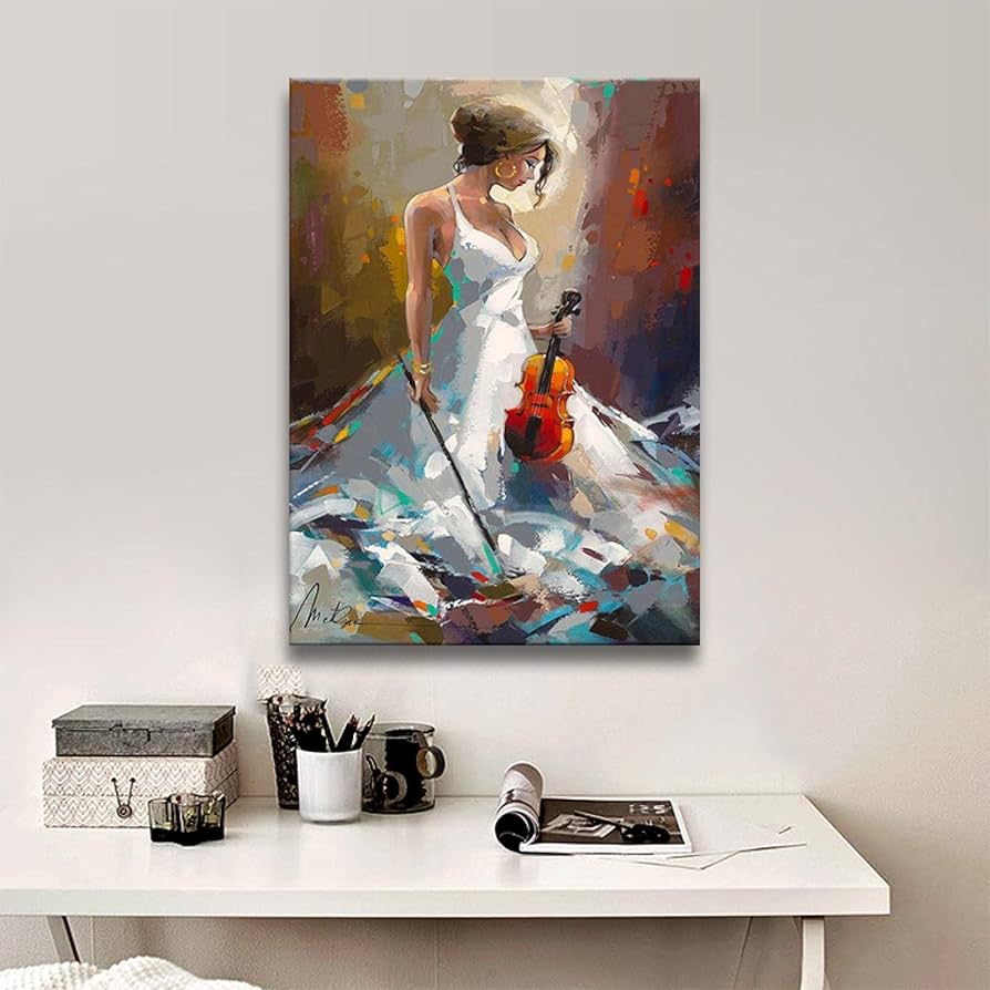 バイオリン演奏 絵画 Amazon.co.jp: 抽象芸術の絵画 少女がバイオリンを演奏する