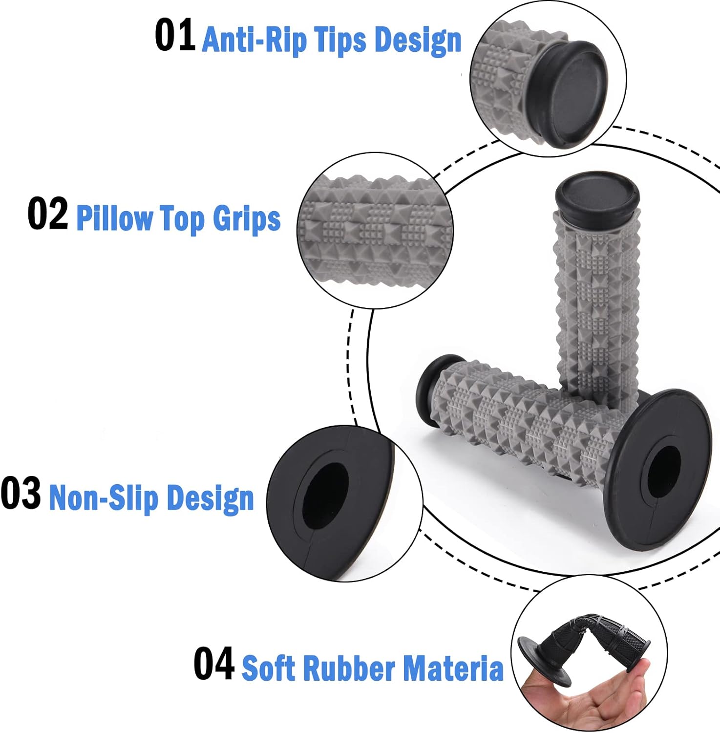 TRAVERSE 7/8" Handlebars 4 Pcs, Cold-Forged Cross Bar Off-Road Motorcycle Handlebars Tubes with Foam Pad and Rubber Grips for CRF YZF KXF KLX RMZ DRZ Pit Dirt Bike Motocross (Black)