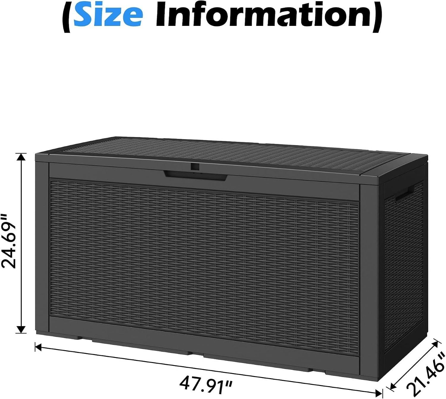 Baulera Exterior Impermeable 130L para Almacenaje Terraza, Ratán Negro