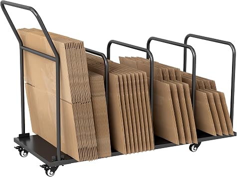 Carton Stand for Boxes, Metal Carton Stand Rolling, Heavy Duty Cardboard Storage Rack, 500lb Shipping Cardboard Organizer Rack with Dividers, Box Cart with Wheels for Garage, Home, Warehouse