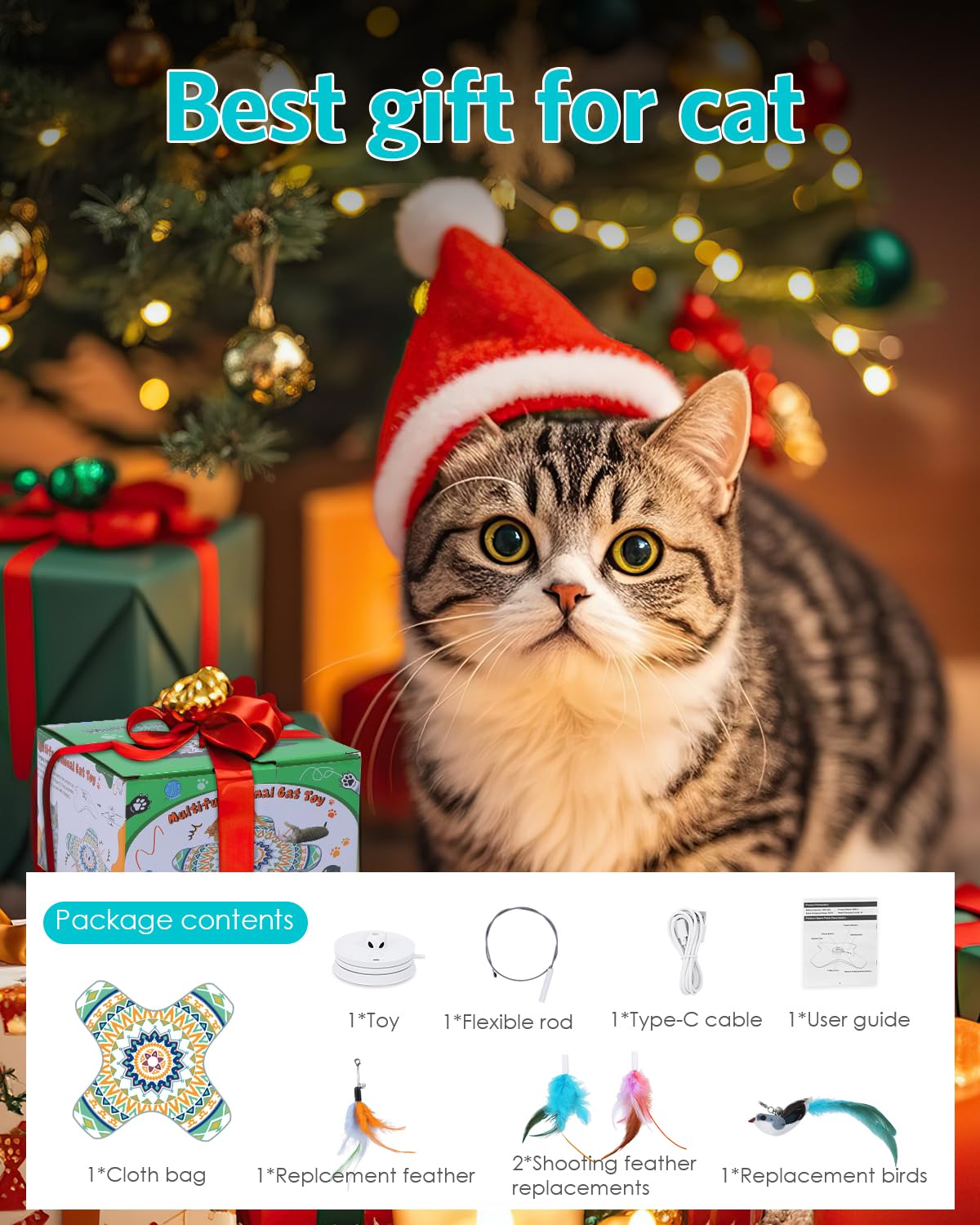 Juguete interactivo para gatos, juguetes recargables para gatos de interior, juguete automático de persecución de gatos, escondite, 2 modos, base de succión autosuficiente, juguetes de plumas