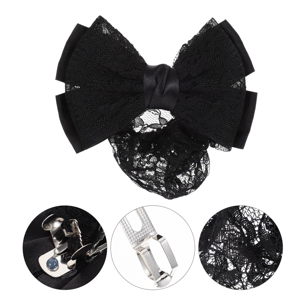 Beaupretty Women Hair Snood Bow Headdress Elastic Bun Hair Net Mesh Clip for Flight Attendant Nurse Office Party Keeps Neat and off Neck