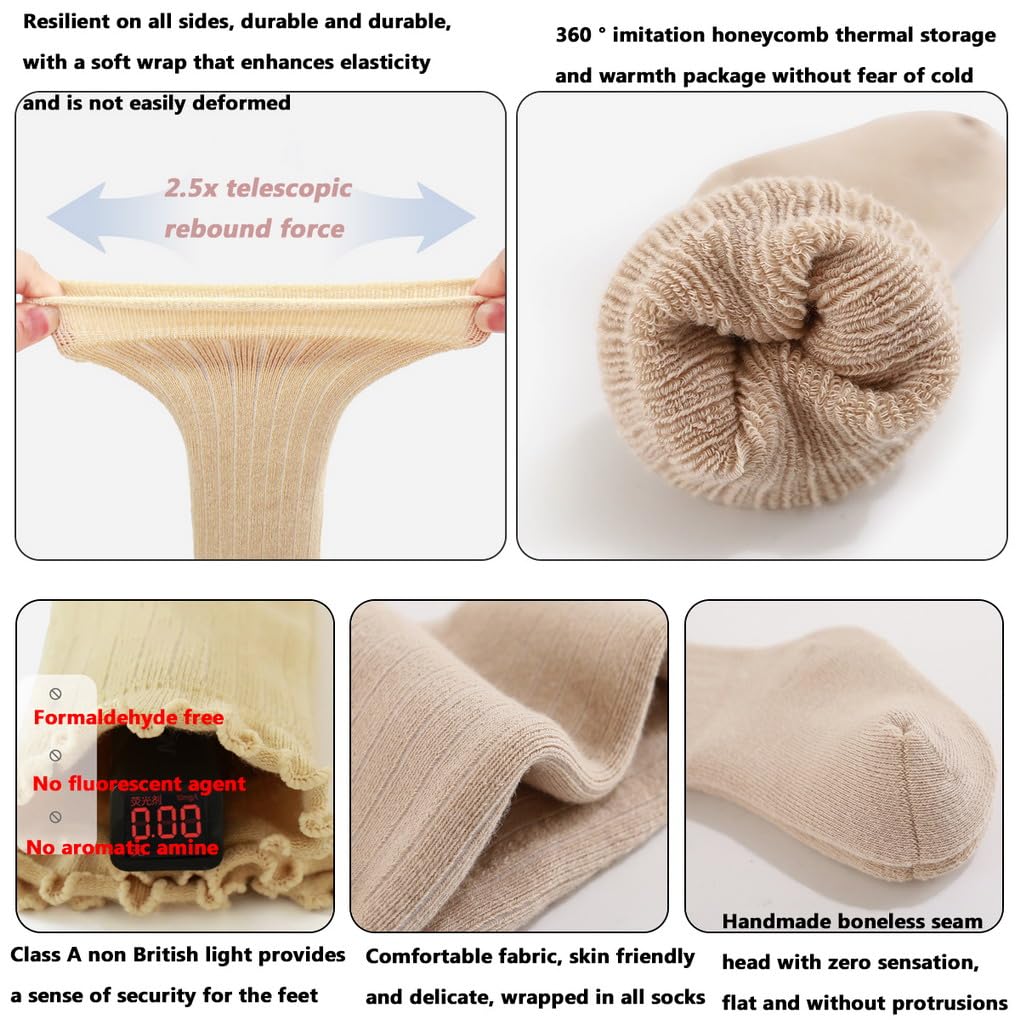 Chaussettes Hautes Montantes Bébés et Enfants, 6 Paires Grosse chaussette au genou 0-6-12 mois Longue chaussette enfant hiver coton 1-3 Ans