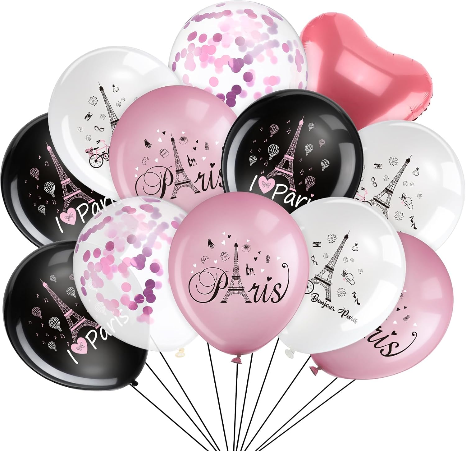 Glimin 45 Pcs Paris Balloons Paris Theme Birthday Party