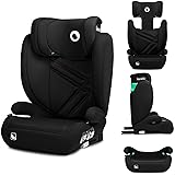 LIONELO HUGO I-SIZE Kinderautositz, Gruppe 2 3, von 100–150 cm, ISOFIX-Installation, verstellbare Kopfstütze, Memory-Schaum, Seitenschutz, bequeme Armlehnen Schwarz Carbon I-SIZE