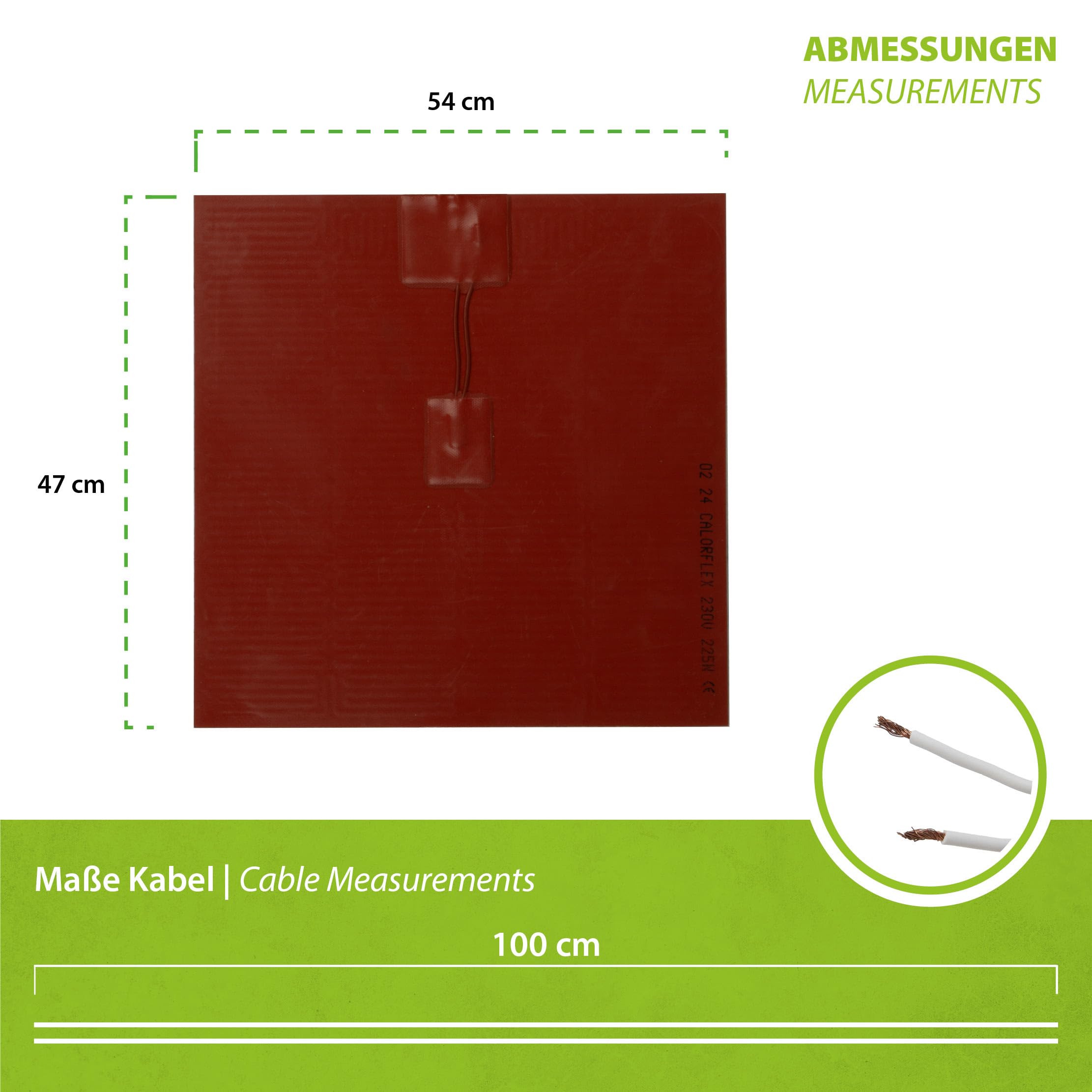 400 Watt Silikon-Heizmatte 54x47cm selbstklebend, integrierter Temperaturbegrenzer - für Forschung, Entwicklung, Industrie - Vorwärmen von Materialien und Pressformen