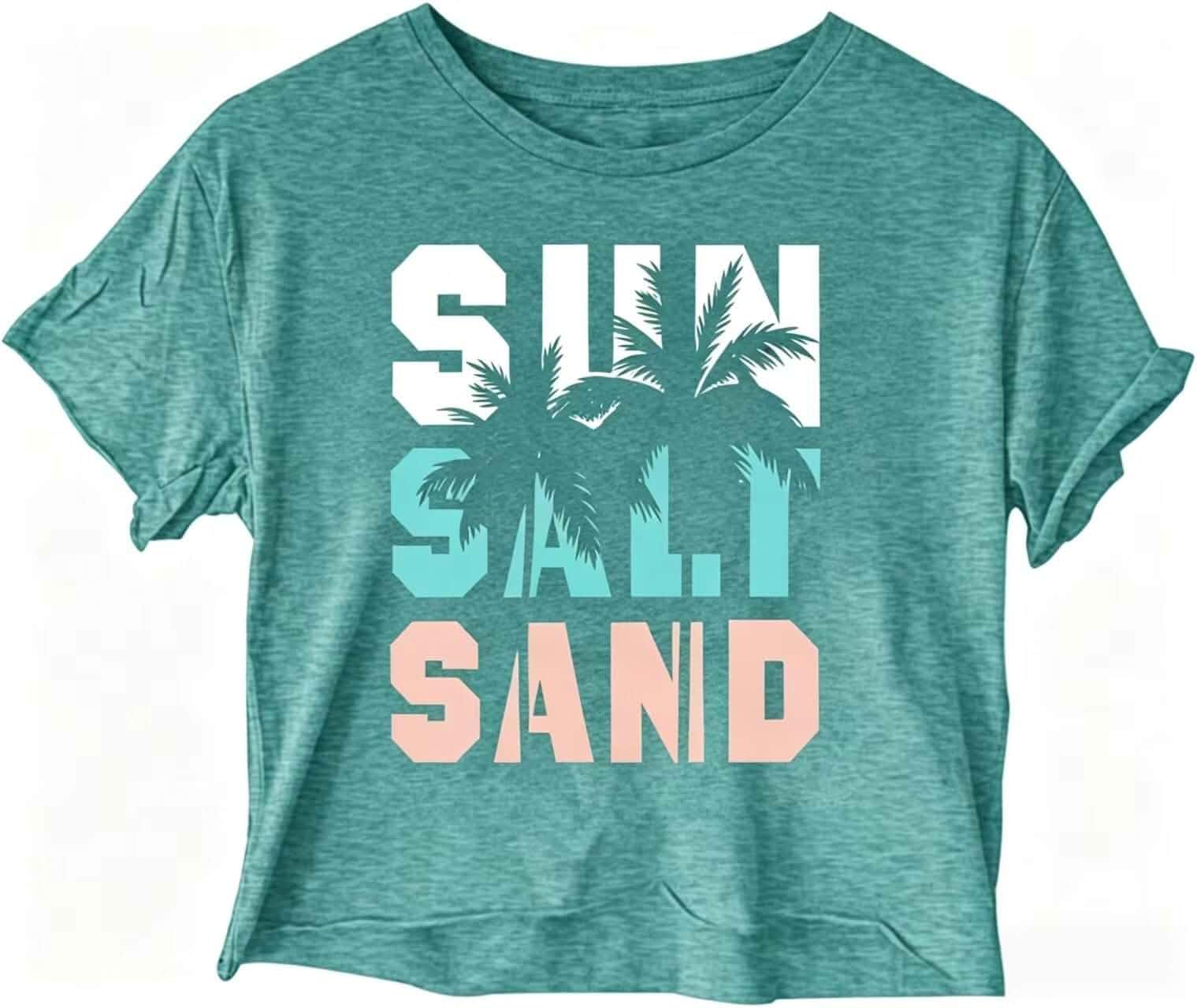 Woffccrd Womens Short Sleeve Crop Tops Wildflower T-Shirts Crew Neck Summer Casual Loose Graphic Tee Tops Short Sleeve