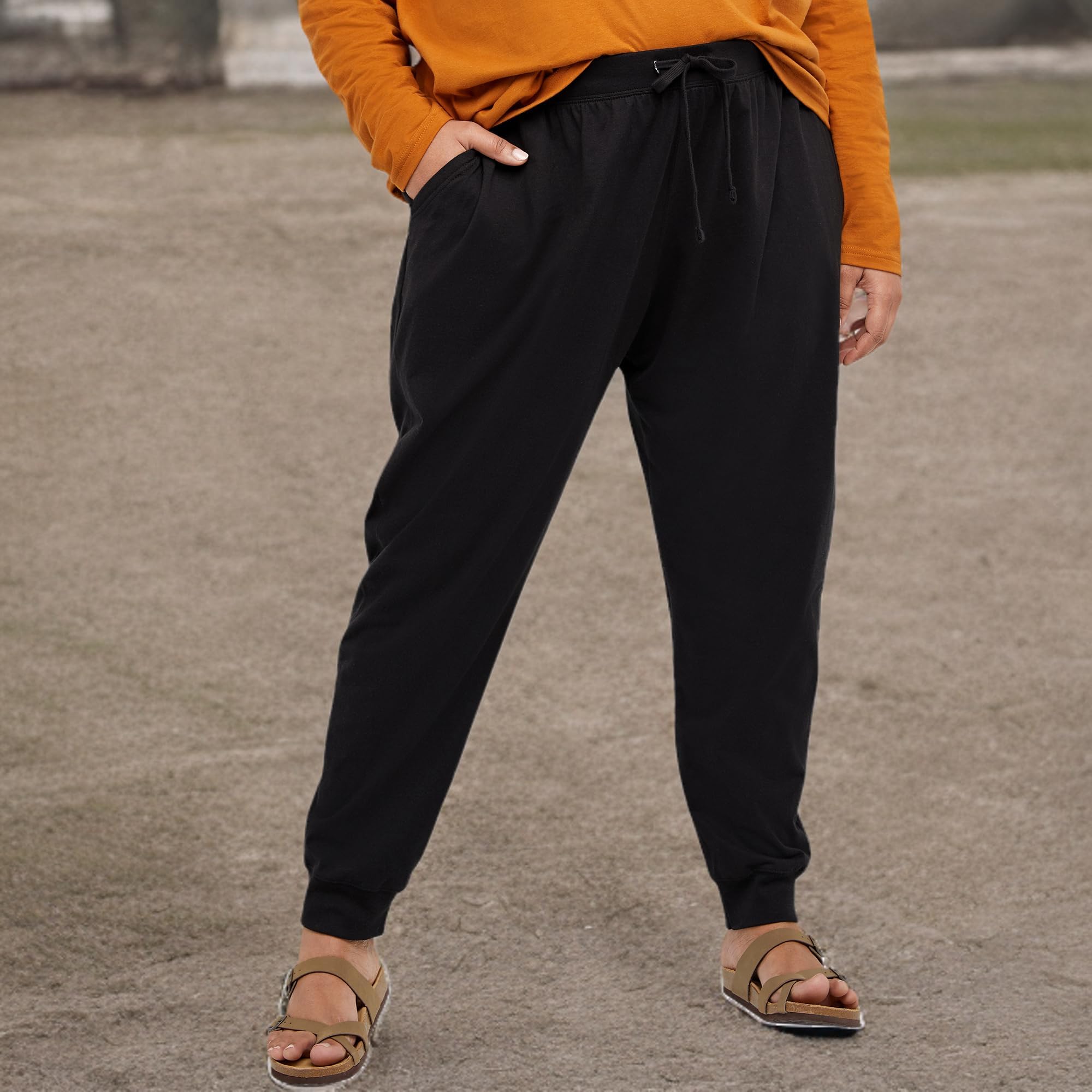 Hanes Womens Originals Cotton Joggers, 100% Cotton Jersey Sweatpants for Women, 29" Inseam