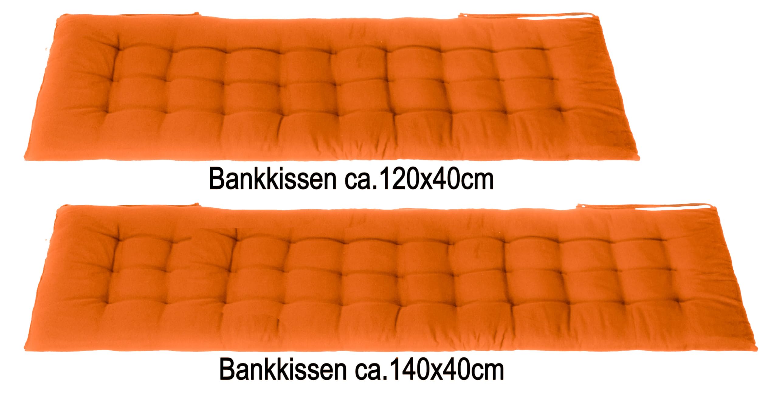Brandsseller Cuscino per panca 140x40x4 cm – Per panca da giardino e panca da pranzo – Idrorepellente, facile da pulire e morbido e imbottito – Uso interno & esterno – Arancione