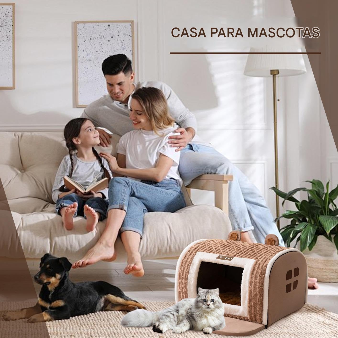 Casa para Perros | Cueva de Descanso Cálida,Madriguera Acogedora para | para Pequeños y Medianos Cachorros Perros Descanso Interior Invierno Nuevos Dueños de Mascotas