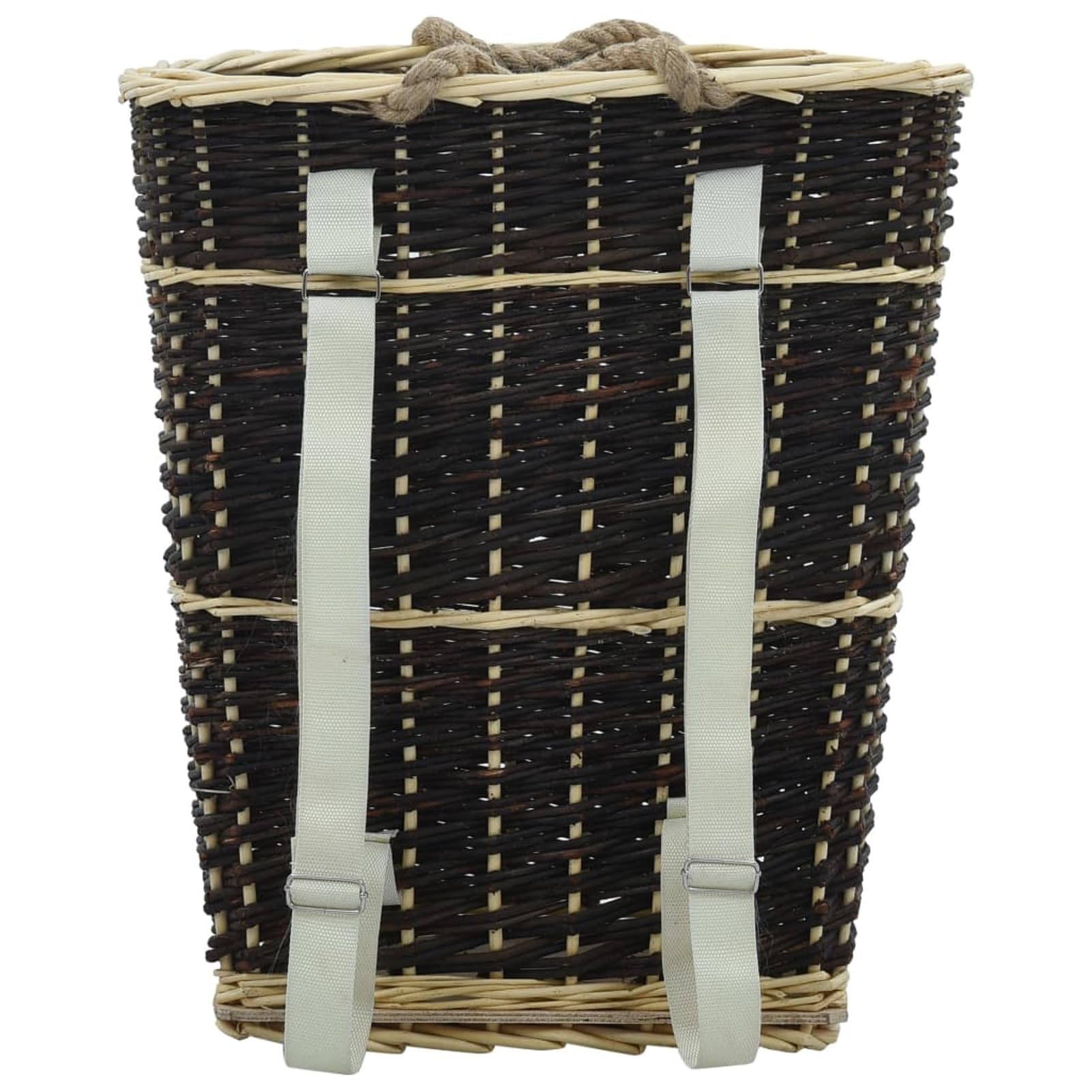 Cesta per Legna con Spallacci 50x44x58cm Salice Naturale-Cesto in Vimini Portalegna, Cesto Intrecciato Pieno, Cestino da Picnic Portaoggetti, Cesto Regalo per Feste, Raccolta Castagne, Funghi