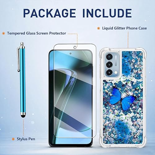 Miniatura 6 de Funda para OnePlus Nord N200 5G con protector de pantalla de vidrio templado, brillo líquido que fluye con purpurina para mujeres y niñas, TPU suave