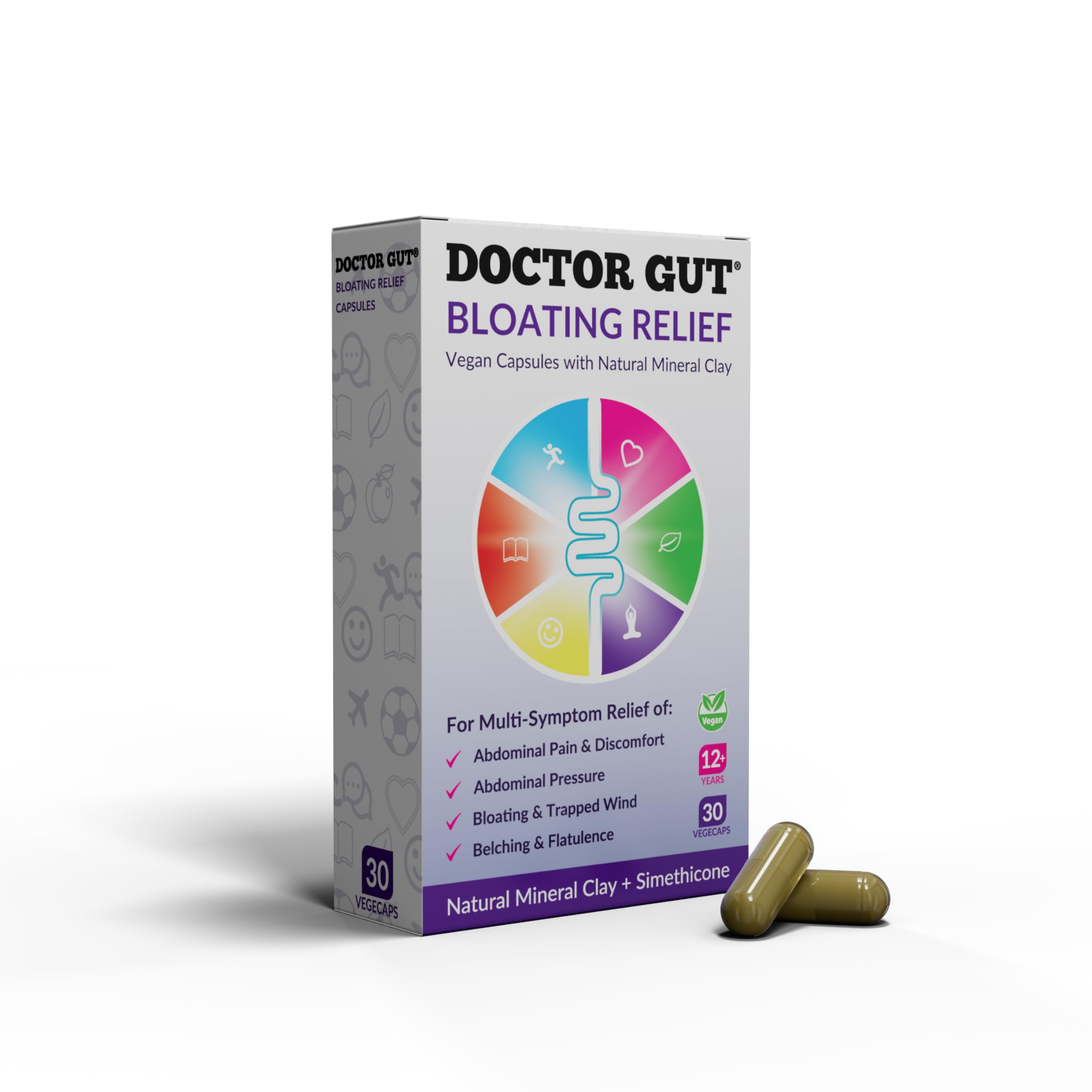 Bloating Relief - Fast and Effective Relief From Bloating, Pain, Belching, Fullness and Discomfort of Trapped Wind | Natural Clay Advanced Formula | (30 Capsules)