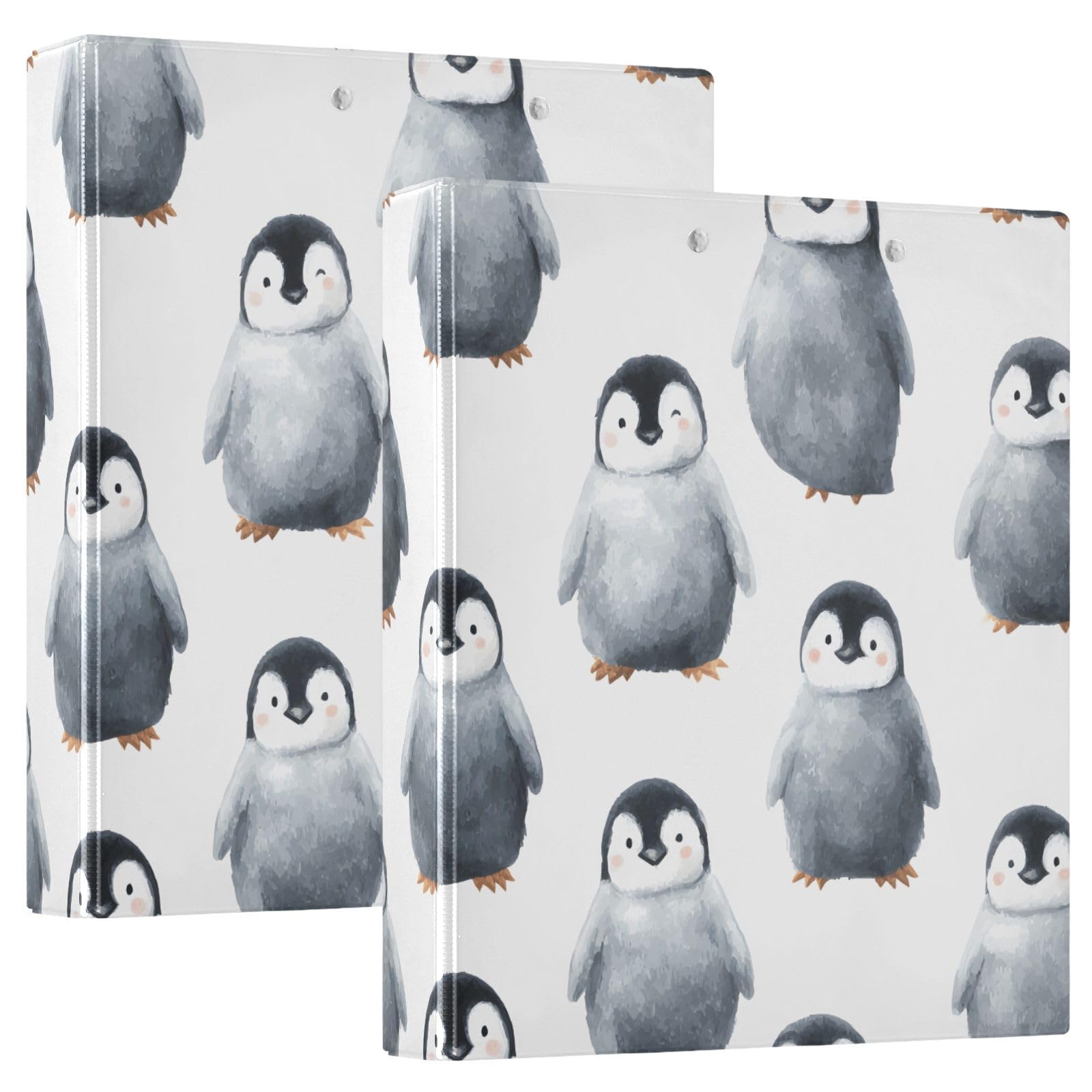 Black Penguin 3 Ring Binder with 2 Interior Pockets 1.5 inch Binders 3 Ring Heavy Duty Fit 8.5" x 11" Letter Size for Office School, 2 Pack