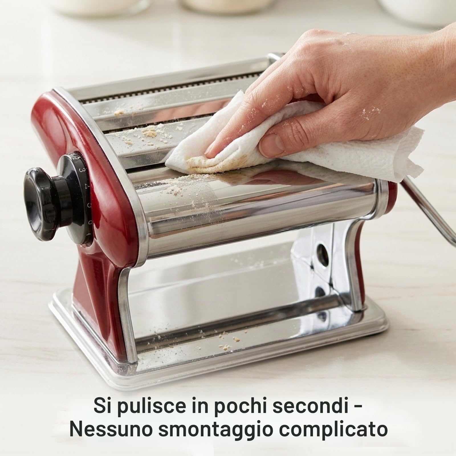 Macchina per pasta manuale SHILINTONG, macchina per pasta 2 in 1 in acciaio inossidabile con taglierine integrate da 2 mm e 4 mm, spessore regolabile da 0,3 a 5 mm per spaghetti, fettuccine