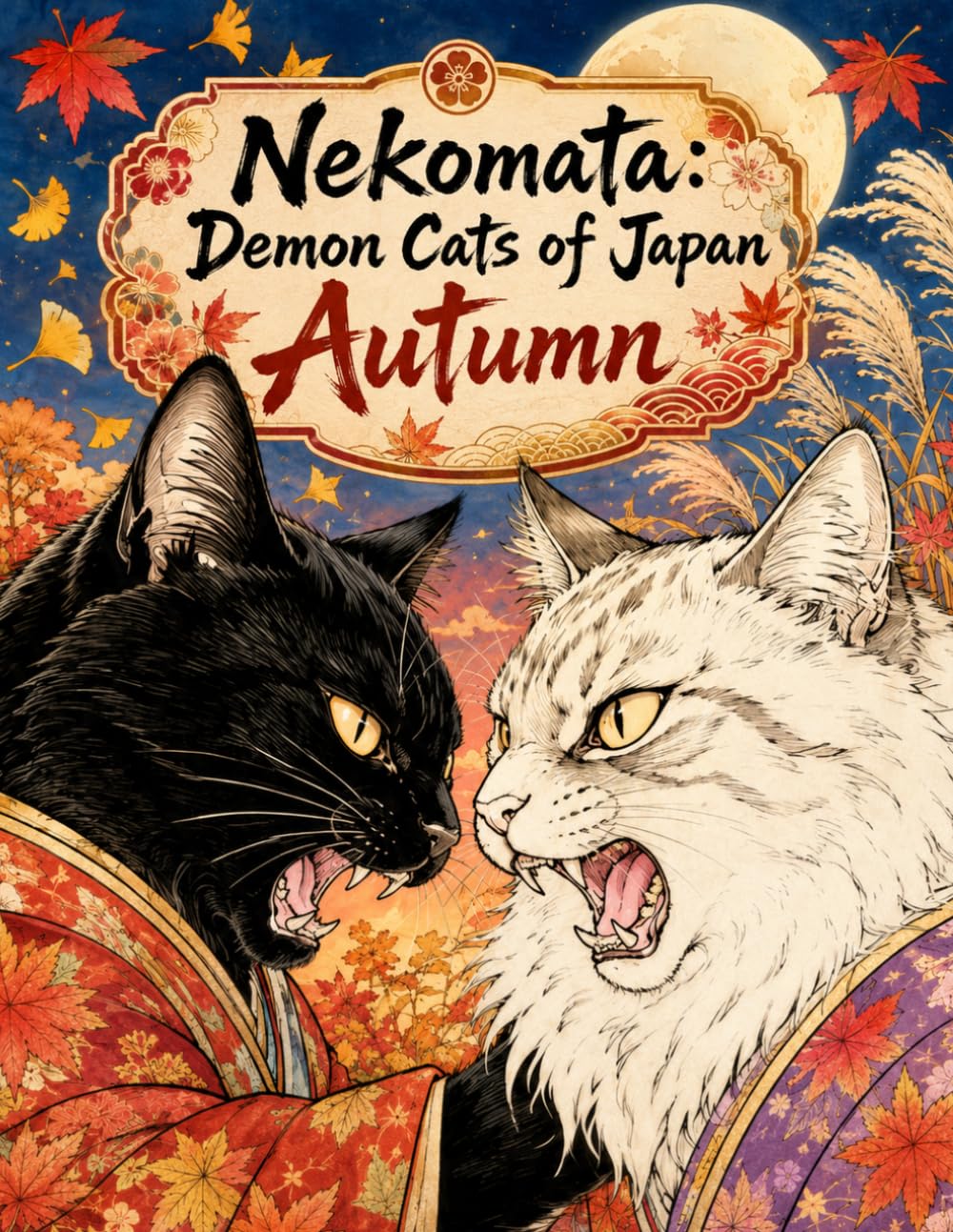 Nekomata: Demon Cats of Japan — Autumn: 25 Illustrations of Kimono Cats in the Colors of a Japanese Autumn (Yokai Arts Coloring Series)