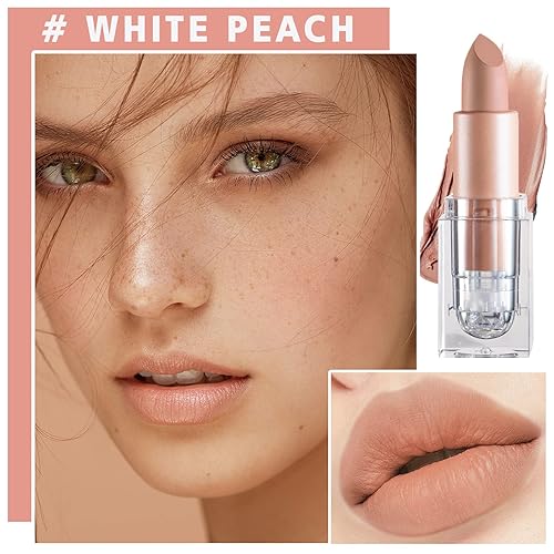 Vista 2 de Lápiz labial mate nude aterciopelado, brillo de labios, no se decolora, no pegajoso, lápiz labial color nude, tinte de labios mate, de larga