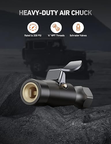 Miniatura 2 de AstroAI Portabrocas de aire, sin fugas de aire, doble bloqueo de dientes en el portabrocas de neumáticos, mandril de aire de latón resistente y