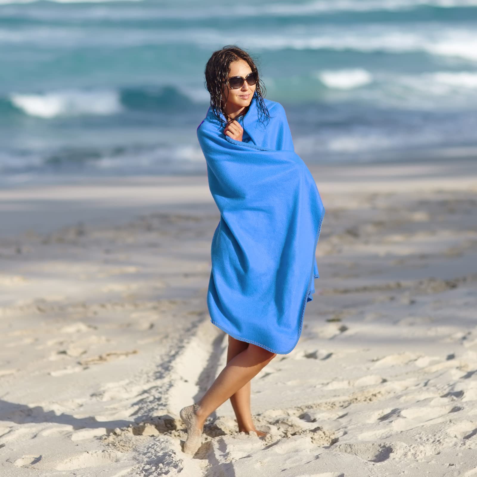 Linlook Microfibre Travel Towel, Large (160 x 80 cm) + Small (80 x 40 cm), Quick Drying Sports Gym Beach Towel - Image 2