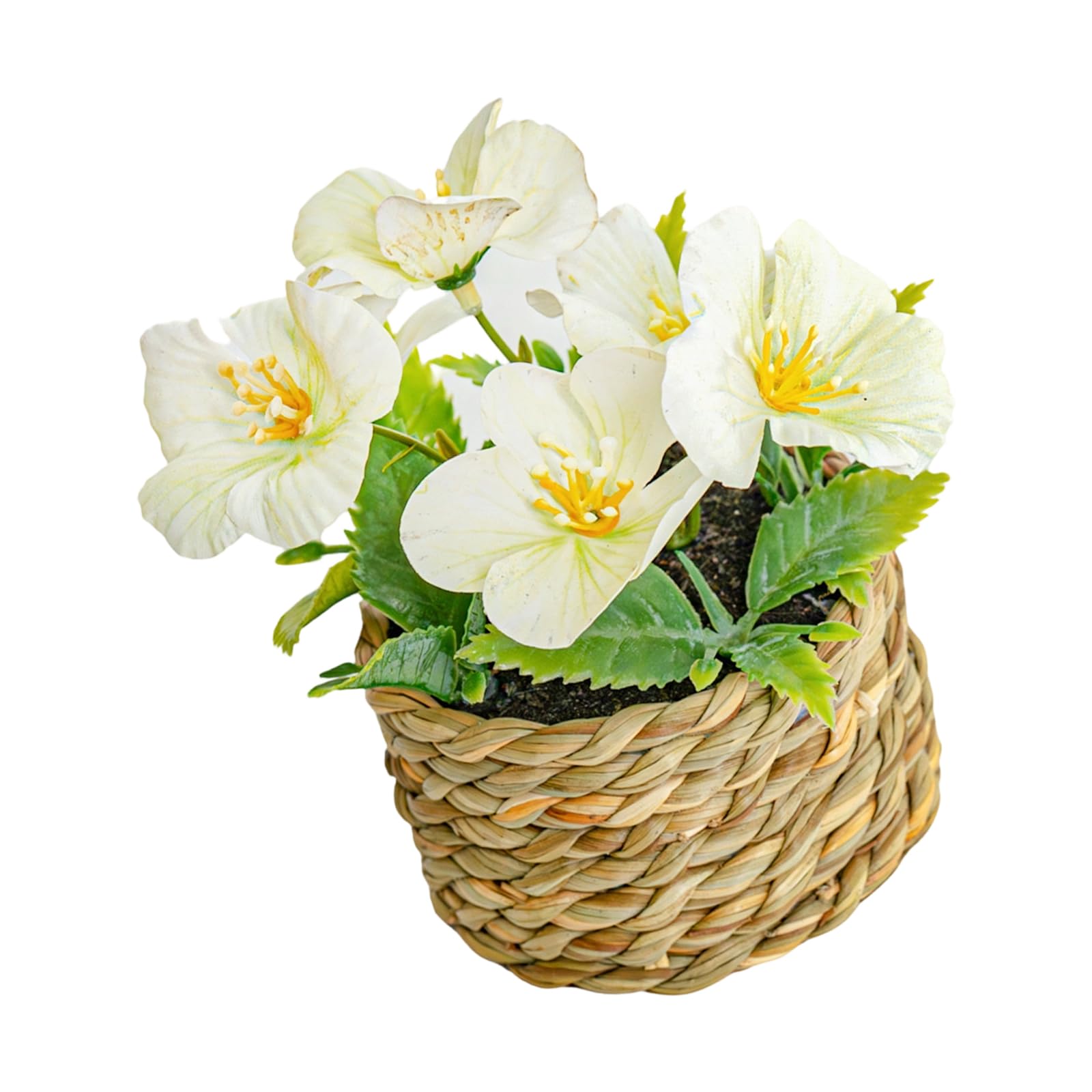 NEWFT Simulation Flower Potted Plant With Soft Petal And Leaves For Dining Room Bookshelf Windowsill Tabletop Centerpieces