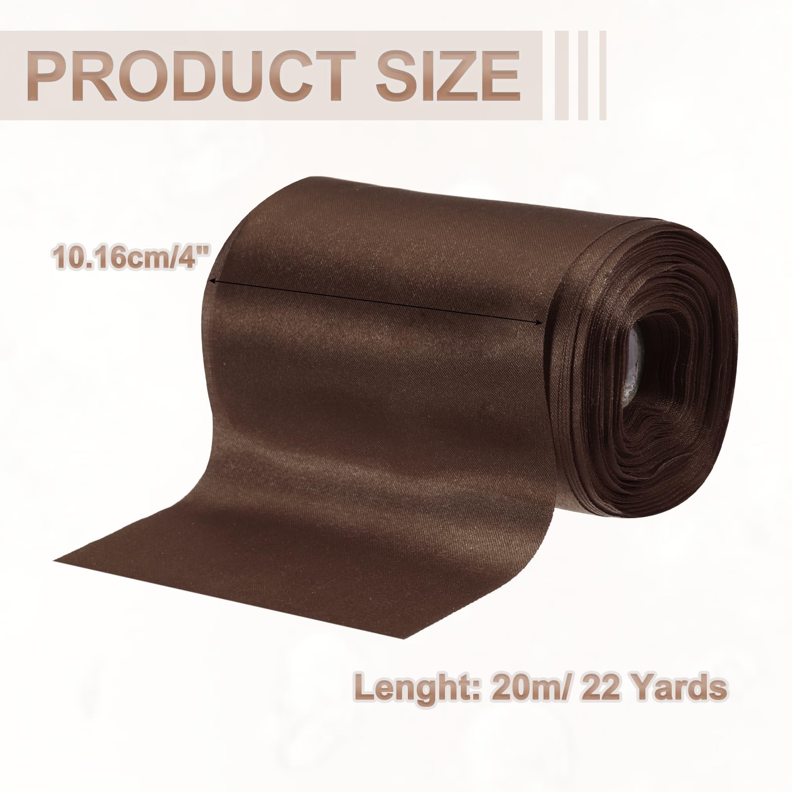 PATIKIL Rotolo di Nastro in Raso 4 Pollici X 22 Iarde, Nastro per Incarto Regalo per Kit Cerimonia Taglio Inaugurazione Fiocco Auto Sedia Fascia DIY Cucito Artigianato, Marrone Scuro